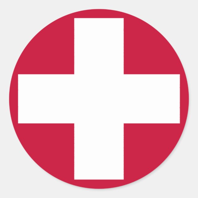 Sticker Rond Croix Rouge Produits & Designs ! (Devant)