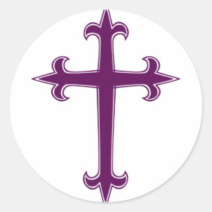 Sticker Rond Croix violette Art dévotionnel pour le Carême et l