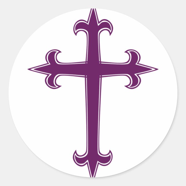 Sticker Rond Croix violette Art dévotionnel pour le Carême et l (Devant)