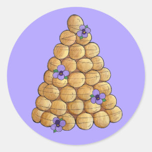 Sticker Rond Croquembouche Choux Bun Cream Puffs Mariage Gâteau