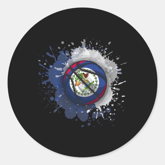 Sticker Rond Croquis avec drapeau du Belize  (Devant)