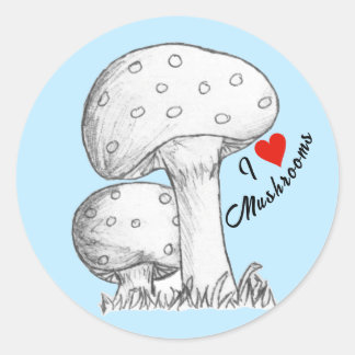 Sticker Rond Croquis de champignons