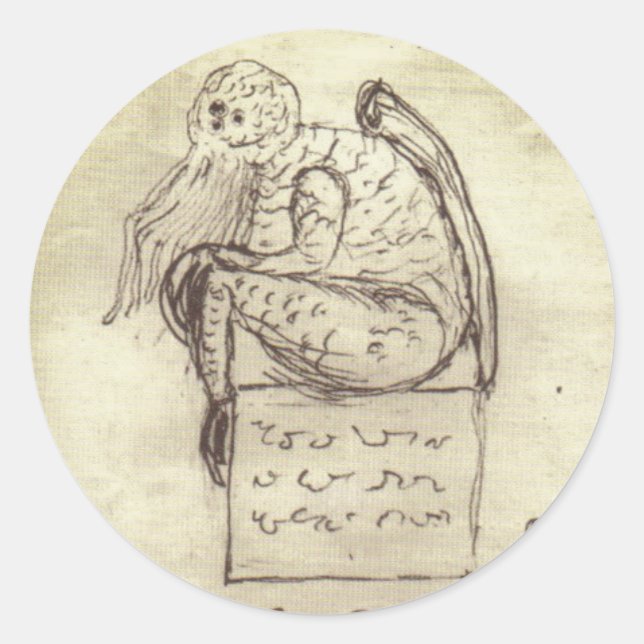 Sticker Rond Croquis de Cthulhu par Lovecraft (Devant)