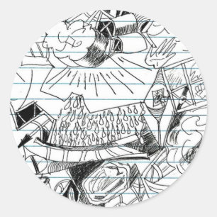 Sticker Rond Croquis de papier de carnet de griffonnage de