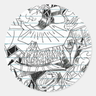 Sticker Rond Croquis de papier de carnet de griffonnage de