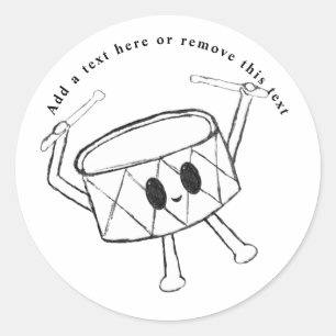 Sticker Rond Croquis de tambour pour petit batteur