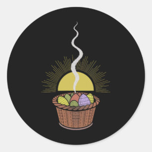 Sticker Rond Croquis décoratif d'œufs de Pâques et blagues de l