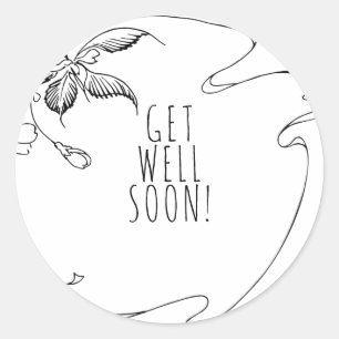 Sticker Rond Croquis floral obtenir bien