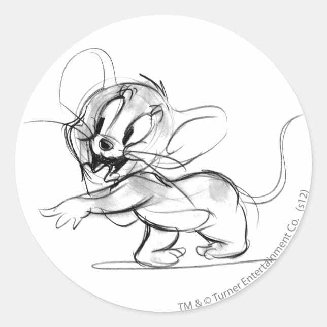 Sticker Rond Croquis Jerry Bashful (Devant)