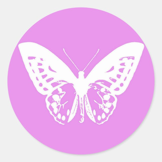Sticker Rond Croquis papillon, orchidée et blanc (Devant)