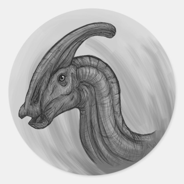 Sticker Rond Croquis Parasaurolophus (Devant)