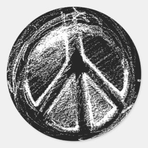 Sticker Rond Croquis urbain grunge de signe de paix