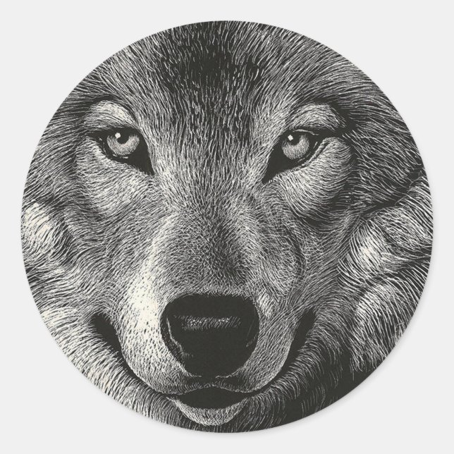 Sticker Rond Croquis Wolf (Devant)