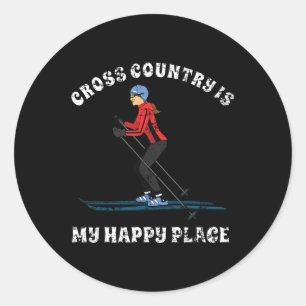 Sticker Rond Cross Country Est Mon Happy Place Ski Amateurs T S
