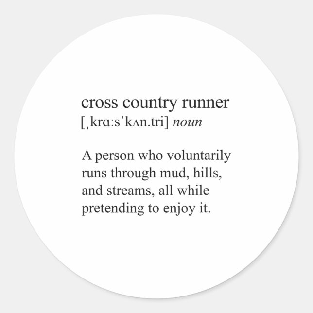 Sticker Rond Cross Country Runner Definition, Xc Running  (Devant)