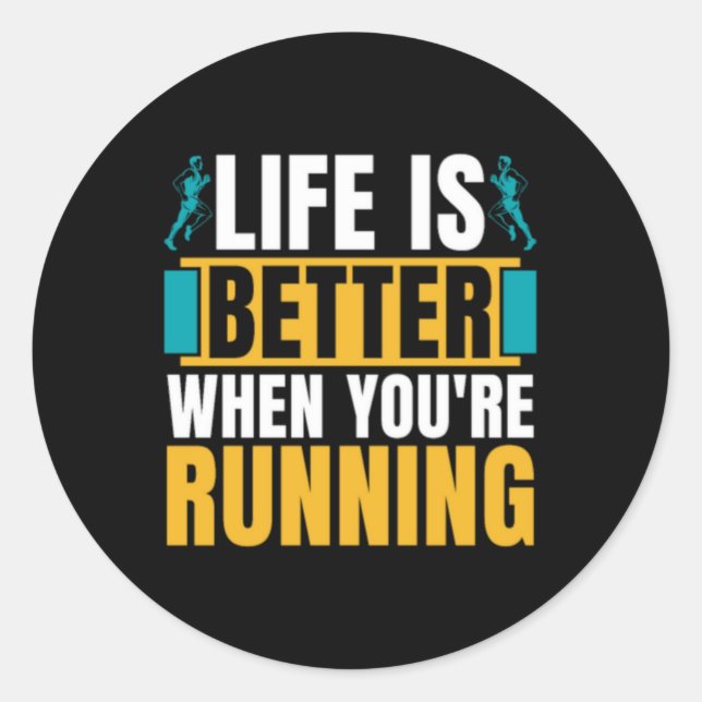 Sticker Rond Cross Country Running Life Is Better When Athletic (Devant)