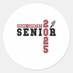 Sticker Rond Cross Country Senior Night Senior Graduation 2025
