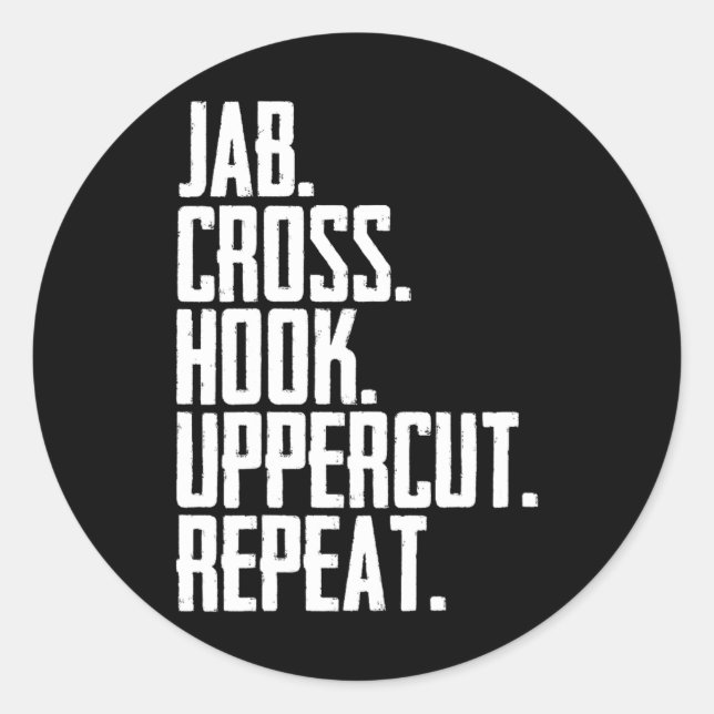Sticker Rond Cross Uppercut Répéter Kick Box Sport Boxe Moveme (Devant)