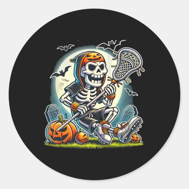 Sticker Rond Crosse de squelette d'Halloween (Devant)