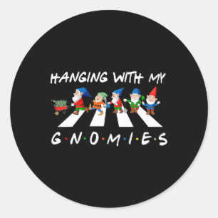 Sticker Rond Crosswalk Fun Noël Accroché Avec Mes Gnomies Pour