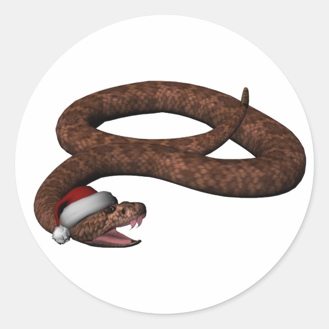 Sticker Rond Crotale Avec Le Chapeau Du Père Noël (Devant)