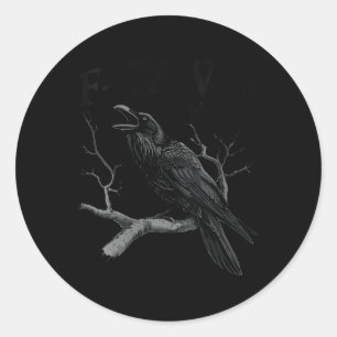 Sticker Rond Crow Noir Femme, F-caw-f Funny Black Bird Col V