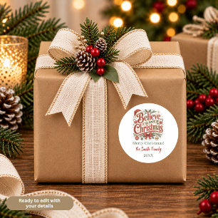 Sticker Rond Croyez à la Magie de Noël Personnalisé