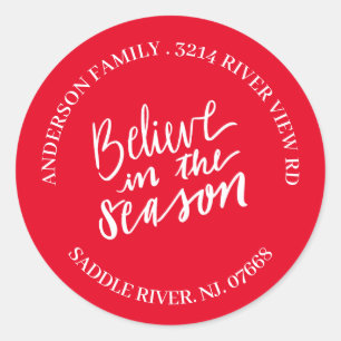 Sticker Rond Croyez en l'Étiquette de adresse de Noël de la s