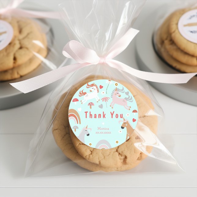 Sticker Rond Croyez en magie anniversaire de enfant licorne mer (Créateur téléchargé)