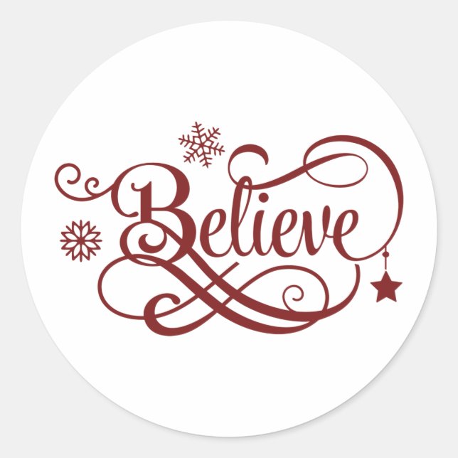 Sticker Rond Croyez Flocons de Neige Étoiles Noël Vacances (Devant)