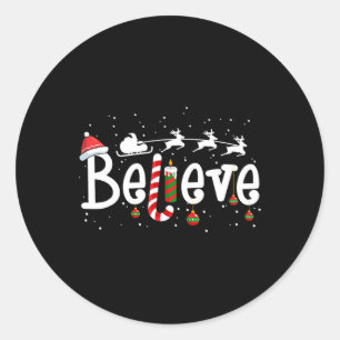 Sticker Rond Croyez le Sucre de canne du Père Noël Reindeer