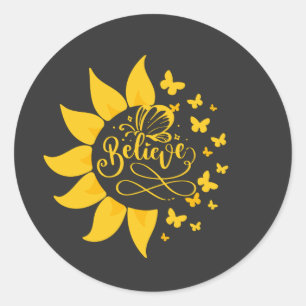 Sticker Rond Croyez le T-shirt de printemps de tournesol