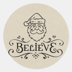Sticker Rond CROYEZ Rustique PÈRE NOËL Noël Fête Cadeau Friandi