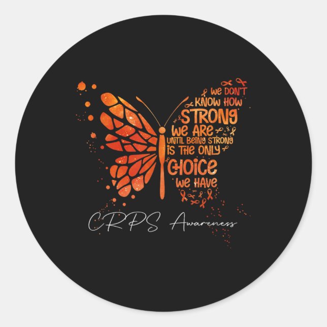 Sticker Rond Crps Papillon Orange Ribbon Crps sensibilisation (Devant)