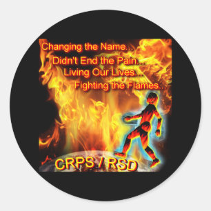 Sticker Rond CRPS/RSD vivant nos vies, combattant les flammes