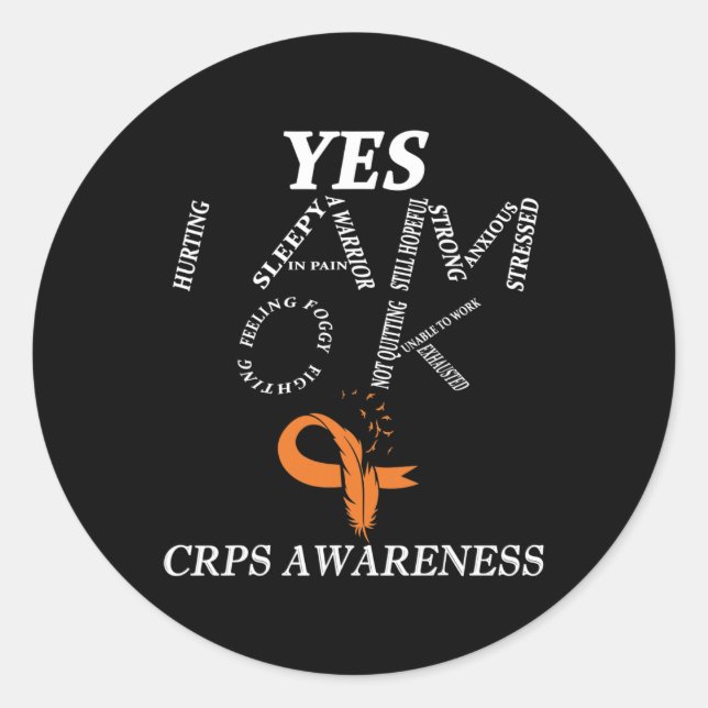 Sticker Rond Crps Sensibilisation Douleur Chronique Orange Ribb (Devant)
