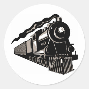 Sticker Rond cru de locomotive de train de vapeur