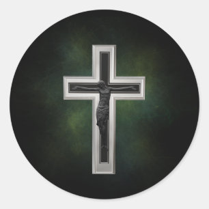 Sticker Rond Crucifix