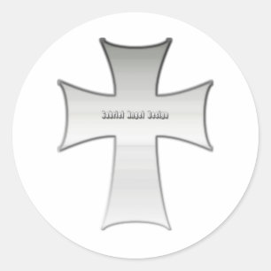 Sticker Rond Crucifix en argent