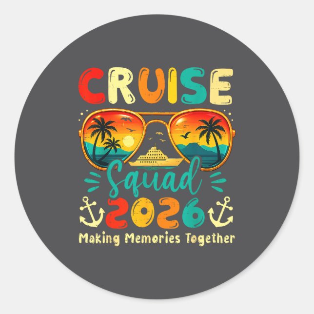 Sticker Rond Cruise Squad 2026 Family Group Matching Summer Vac (Devant)