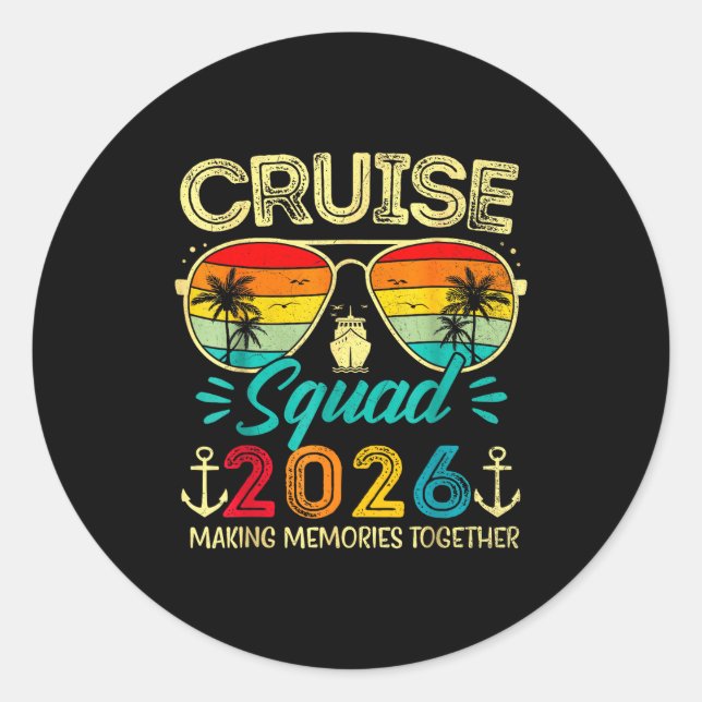 Sticker Rond Cruise Squad 2026 Family Group Matching Summer Vac (Devant)