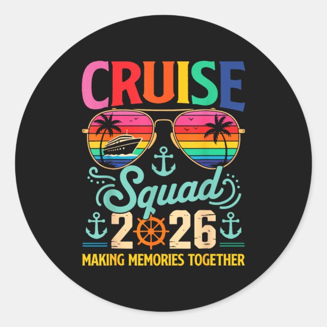 Sticker Rond Cruise Squad 2026 Family Group Matching Summer Vac (Devant)