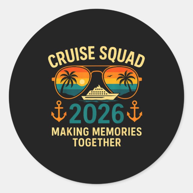 Sticker Rond Cruise Squad 2026 Family Vacation Matching Group S (Devant)