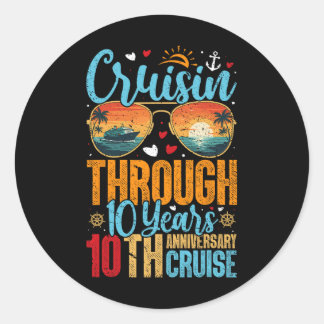 Sticker Rond Cruisin Through 10 Years 10th Wedding Anniversary 