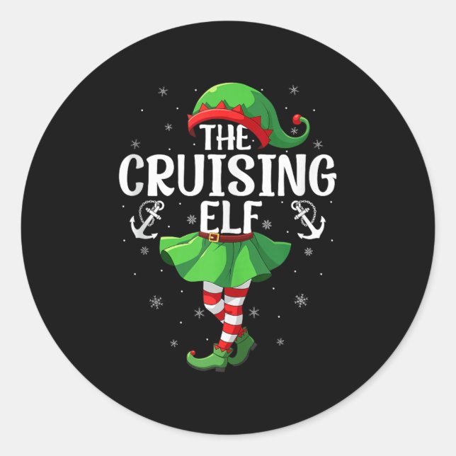 Sticker Rond Cruising Elf Christmas Girls Women Elf Squad Xmas  (Devant)