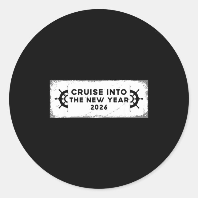 Sticker Rond Cruising Into 2026 New Years Eve Party Favors Fami (Devant)