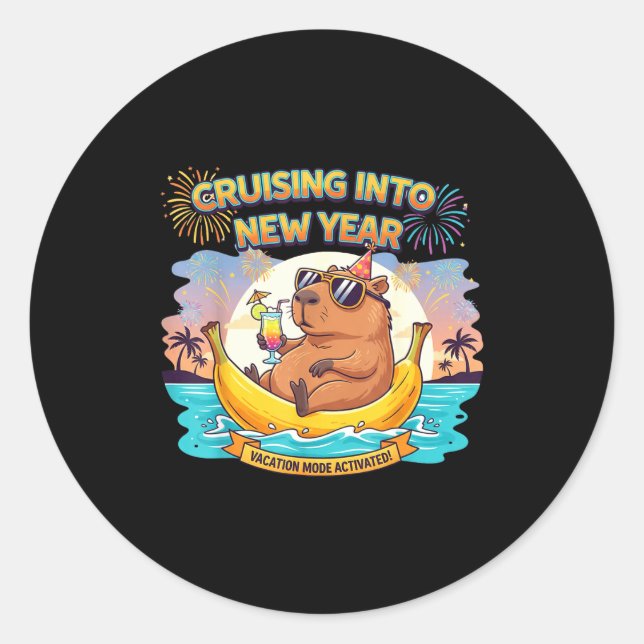Sticker Rond Cruising Into 2026 New Years Eve Party Matching Fa (Devant)