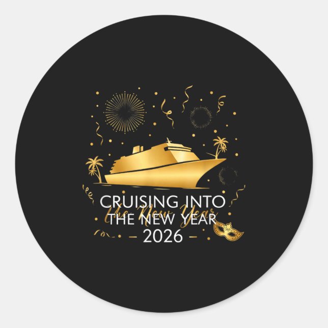 Sticker Rond Cruising Into New Year 2026 Vacation Outfit  (Devant)