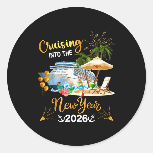 Sticker Rond Cruising Into The New Year 2026  (Devant)