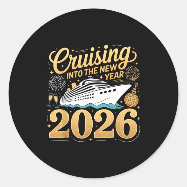 Sticker Rond Cruising Into The New Year 2026 Matching Family Cr (Devant)